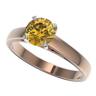 1.25 ctw Certified Intense Yellow Diamond Solitaire Ring 10k Rose Gold: 1.25 ctw Certified Intense Yellow Diamond Solitaire Ring 10k Rose Gold 1.25 ctw Certified Intense Yellow Diamond Solitaire Ring 10k Rose Gold Designer Brand Luxury Jewelrymade in the USA Suggested