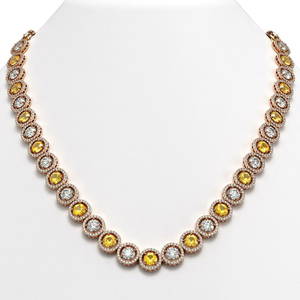 31.64 ctw Canary & Diamond Micro Pave Necklace 18K Rose Gold