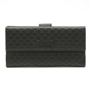 GUCCI Gucci Micro Shima Bi-Fold Long Wallet Leather Black 449393: GUCCI Gucci Micro Shima Bi-Fold Long Wallet Leather Black 449393 Brand: Gucci Line: MicroGuccissima Type: Long wallet (bi-fold) Material: Leather Leather: Color: Black Size (HxWxD): 10cm x