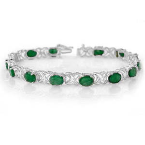 12.05 ctw Emerald & Diamond Bracelet 14k White Gold