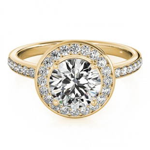 1.65 ctw Certified VS/SI Diamond Solitaire Halo Ring 14k Yellow Gold: 1.65 ctw Certified VS/SI Diamond Solitaire Halo Ring 14k Yellow Gold 1.65 ctw Certified VS/SI Diamond Solitaire Halo Ring 14k Yellow Gold Designer Brand Luxury Jewelrymade in the USA Suggested