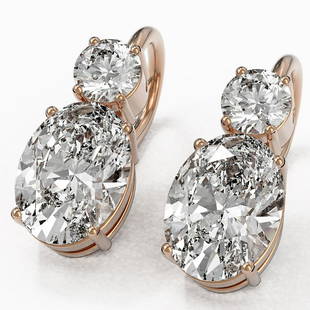 2.5 ctw Oval Cut Diamond Designer Earrings 18K Rose Gold: 2.5 ctw Oval Cut Diamond Designer Earrings 18K Rose Gold 2.5 ctw Oval Cut Diamond Designer Earrings 18K Rose Gold Designer Brand Luxury Jewelrymade in the USA Suggested Retail Price: $26350 Item: