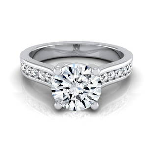 1 1/3ctw Round Diamond Solitaire Engagement Ring With Pave Shank In 14k White Gold, Igi-certified: 1 1/3ctw Round Diamond Solitaire Engagement Ring With Pave Shank In 14k White Gold, Igi-certified Simple And Gorgeous, This Igi-certified Diamond Engagement Ring Showcases A 1-carat Round Brilliant