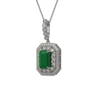 7.18 ctw Certified Emerald & Diamond Victorian Necklace 14K White Gold: 7.18 ctw Certified Emerald & Diamond Victorian Necklace 14K White Gold 7.18 ctw Certified Emerald & Diamond Victorian Necklace 14K White Gold Designer Brand Luxury Jewelrymade in the USA Suggested