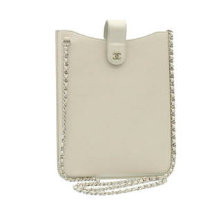 CHANEL Caviar Skin iPad Case Shoulder Bag Leather White CC: CHANEL Caviar Skin iPad Case Shoulder Bag Leather White CC Brand: CHANEL Style: Shoulder Bag Exterior Material: Leather Exterior Color: White Size: See Description Bag Height: 9.8inch(Approx) /