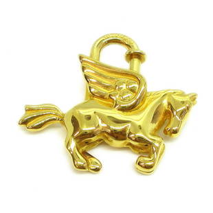 HERMES Pegasus Motif 1993 Limited Cadena Lock Bag Charm Gold-tone: HERMES Pegasus Motif 1993 Limited Cadena Lock Bag Charm Gold-tone Country/Region of Manufacture: Unknown Brand: HERMES AB: Very Good The BIDHAUS Guarantee: All items in this auction are