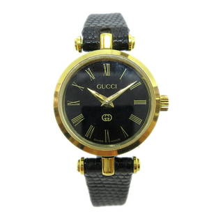 GUCCI Sherry Line Ladies Quartz Wristwatch Watch Gold plated Black: GUCCI Sherry Line Ladies Quartz Wristwatch Watch Gold plated Black Country/Region of Manufacture: Switzerland Department: Women Style: Classic Case Color: Black Gold Case Material: Gold Plated
