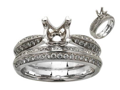 Diamond Round Center Wedding Set In Platinum: Diamond Round Center Wedding Set In Platinum Classic And Elegant Wedding Set Showcases A 3/4ct Round Center And 1/2 Carats Of Round Brilliant Cut Diamonds Beautifully Set In Platinum Pt950 Wed Set