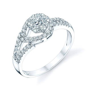 Diamond Tear Drop-inspired Ring In 14k White Gold: Diamond Tear Drop-inspired Ring In 14k White Gold Alluring Diamond Tear Drop-inspired Ring Has 0.47 Carats Of Round Brilliants Set In 14k White Gold 14k White Gold Coronet Bahlam Ring With 50 Round