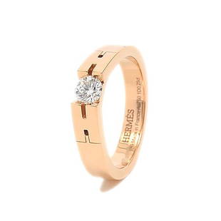 Hermes Heracles Ring 1P Diamond D0.25ct K18PG # 49: Hermes Heracles Ring 1P Diamond D0.25ct K18PG # 49 Brand: Hermes Color: Pink gold Material: Pink gold (18K) Stone: Diamond Weight (ct.): 0.25 US Size: 5 Other Size: 49 Weight: 5.2g / 0.18oz. 