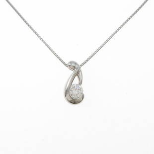 PT Diamond Necklace: PT Diamond Necklace Material: PT Gender: Ladies Size: 40cm ActualSize: imate size of pendant (H x W) : 13.3mm x 6.0mm CenterStone: Diamond 0.31ct B: Reasonable Wear and Tear The BIDHAUS