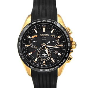 Seiko Watch Black Gold Stron 8X53-0AC0-2 SS Rubber GPS Solar Radio 870061 SEIKO Chrono Folding