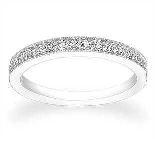 Diamond Pave Band 14k White Gold: Diamond Pave Band 14k White Gold Stunning Pave Diamond Band With A Beautifully Handcrafted Milli-grain Finish In 14k White Gold 14k White Gold 1/4ctw Diamond Pave Band (min Ct. 0.23) Tag