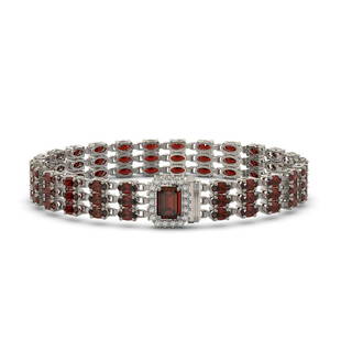 21.51 ctw Garnet & Diamond Bracelet 14K White Gold: 21.51 ctw Garnet & Diamond Bracelet 14K White Gold 21.51 ctw Garnet & Diamond Bracelet 14K White Gold Designer Brand Luxury Jewelrymade in the USA Suggested Retail Price: $17500 .Item: Garnet