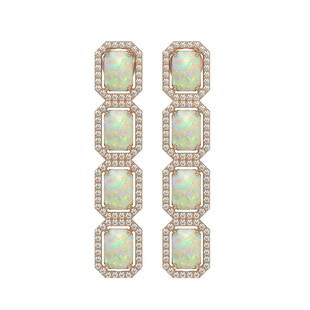 7.93 ctw Opal & Diamond Micro Pave Halo Earrings 10k Rose Gold: 7.93 ctw Opal & Diamond Micro Pave Halo Earrings 10k Rose Gold 7.93 ctw Opal & Diamond Micro Pave Halo Earrings 10k Rose Gold Designer Brand Luxury Jewelrymade in the USA Suggested Retail Price: