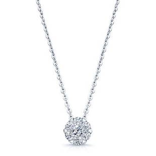 Diamond Solitaire Style Pendant In 14k White Gold: Diamond Solitaire Style Pendant In 14k White Gold Dainty Solitaire Style Diamond Pendant Has 0.33 Carats Of Round Brilliants Set In 14k White Gold 14k White Gold Coronet Shala Pendant With 7 Round