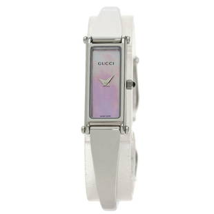 Gucci 1500L Square Face Watch Stainless Steel Ladies: Gucci 1500L Square Face Watch Stainless Steel Ladies Brand: Gucci Gender: Women Display: Analog Material (Case): Stainless steel Material (Band): Stainless steel Color (Dial): Pink shell 