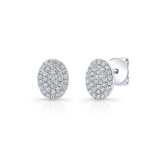 Diamond Pave Disk Stud Earrings In 14k White Gold: Diamond Pave Disk Stud Earrings In 14k White Gold Classy Pave Disk Stud Earrings Feature 0.25ctw Of Round Brilliant Diamonds Set In 14 Karat White Gold 14k White Gold Earrings With 72 Round