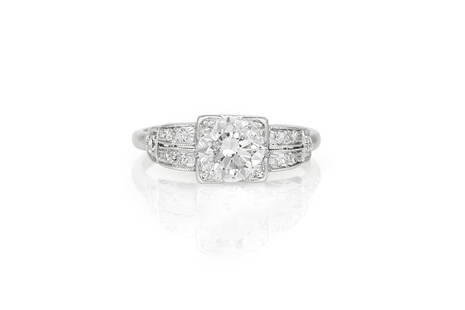 1.10 Carat Art Deco Engagement Ring: 1.10 Carat Art Deco Engagement Ring Antique Art Deco engagement ring finely crafted in platinum with and Old European cut diamond at the center weighing approximately 1.10 carat. Circa 1930. The