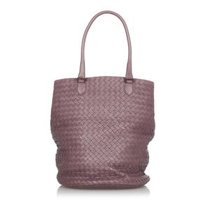 Bottega Veneta Intrecciato Leather Tote Bag: Bottega Veneta Intrecciato Leather Tote Bag This tote bag features a woven leather body rolled leathers straps an open top with snap button closure and interior zip and slip pockets. Brand: