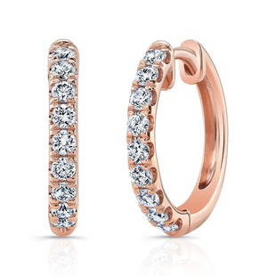 Diamond Pave Hoops In 14k Rose Gold (1/2 Ct.tw.): Diamond Pave Hoops In 14k Rose Gold (1/2 Ct.tw.) Classic Hoop Earrings Showcasing Sparkling Brilliant Cut Diamonds (h-i/si) 1/2ctw. Pave Set In An Elegant 14k Rose Gold Setting 14k Rose Gold