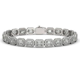 14.57 ctw Emerald Cut Diamond Micro Pave Bracelet 18K White Gold: 14.57 ctw Emerald Cut Diamond Micro Pave Bracelet 18K White Gold 14.57 ctw Emerald Cut Diamond Micro Pave Bracelet 18K White Gold Designer Brand Luxury Jewelrymade in the USA Suggested Retail