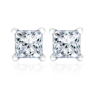 Princess Cut Diamond Studs Pt950 - 1.40ctw: Princess Cut Diamond Studs Pt950 - 1.40ctw Stunning 1.40ctw Princess Cut Diamond Stud Earrings In Platinum Plt 4prng Studs 2pr=1.40ctw W/guardian Back Tag Description: PLT 4PRNG STUDS 2PR=1.40CTW