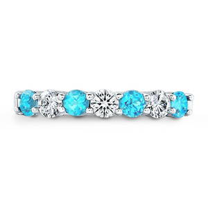 Blue Topaz And Diamond Ring In 14k White Gold