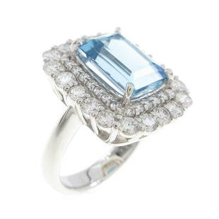 PT Aquamarine ring: PT Aquamarine ring Brand: Unbranded Style: Ring Material: PT Gender: Ladies Size: 11.0 (JPN size) Stone: Aquamarine 3.309ct ActualSize: W : 18.7mm CenterStone: Aquamarine 3.309ct Side Stone: