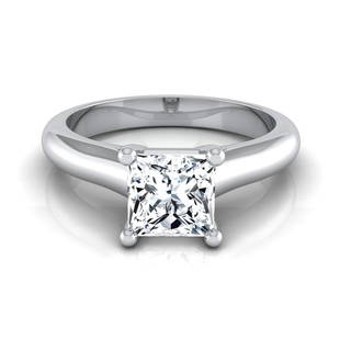 1ctw Princess Cut Diamond Solitaire Cathedral Setting Engagement Ring With Half Rounded Shank In 14k: 1ctw Princess Cut Diamond Solitaire Cathedral Setting Engagement Ring With Half Rounded Shank In 14k White Gold, Igi-certified Refined Elegance, This Igi-certified Diamond Solitaire Engagement Ring