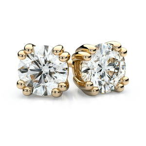 18k Yellow Gold 8-prong Round Brilliant Diamond Stud Earrings (2.09 Ct. T.w., Vs1-vs2 Clarity, H-i