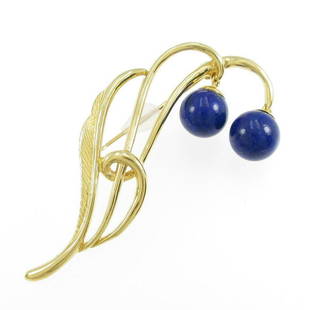 K18YG Lapis Lazuli Brooch: K18YG Lapis Lazuli Brooch Brand: Unbranded Style: Brooch Material: K18YG Gender: Ladies Stone: Lapis Lazuli 8.10mm ActualSize: size (H x W) : 50.7mm x 26.7mm CenterStone: Lapis Lazuli 8.10mm Type: