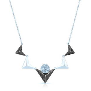 Black And White Diamond Chevron Necklace In14k White Gold (si): Black And White Diamond Chevron Necklace In14k White Gold (si) Stylish Black And White Diamond Chevron Necklace Has 0.58 Carats Of Round Brilliants Set In 14k White Gold 14k White Gold Coronet