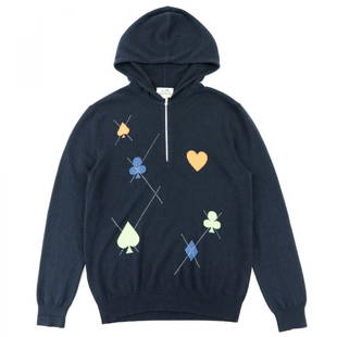Hermes Playing Cards Half Zip Cashmere Knit Hoodie Men's Navy L Hoody Sweater: Hermes Playing Cards Half Zip Cashmere Knit Hoodie Men's Navy L Hoody Sweater Brand: Hermes Type: Hoodie Gender: Men Color: Navy Material: Cashmere100% Cashmere: 100% Size: L Length: 68.5cm /