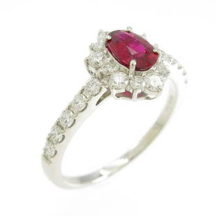 PT Ruby Ring: PT Ruby Ring Brand: Unbranded Style: Ring Material: PT Gender: Ladies Size: 13.0 (JPN size) Main Stone: Ruby 0.47ct ActualSize: W : 10.0mm CenterStone: Ruby 0.47ct Side Stone: Diamond 0.47ct Type: