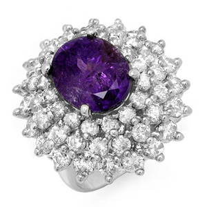 12.50 ctw Tanzanite & Diamond Ring 18k White Gold