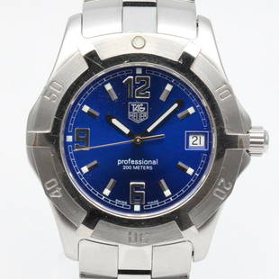 TAG-HEUER WN1112 Professional Exclusive Blue Quartz Battery-powered Men's: TAG-HEUER WN1112 Professional Exclusive Blue Quartz Battery-powered Men's Brand: TAG HEUER Type: Wristwatch Department: Men Pre-Owned The BIDHAUS Guarantee: All items in this auction are
