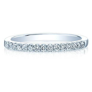 Diamond Pave Straight Band In 18k White Gold (1/5ctw), Size 6: Diamond Pave Straight Band In 18k White Gold (1/5ctw), Size 6 Versatile Diamond Pave Universal Band Has 0.20 Carats Of Round Brilliants Set In 18k White Gold 18k White Gold Band With 15 Round