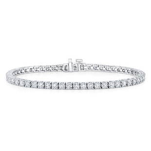 Diamond 4-prong Tennis Bracelet In 14k White Gold (4ctw): Diamond 4-prong Tennis Bracelet In 14k White Gold (4ctw) Timeless Diamond 4-prong Tennis Bracelet Features 4 Carats Of Round Brilliants Set In 14k White Gold 14k White Gold Bracelet With 56 Round