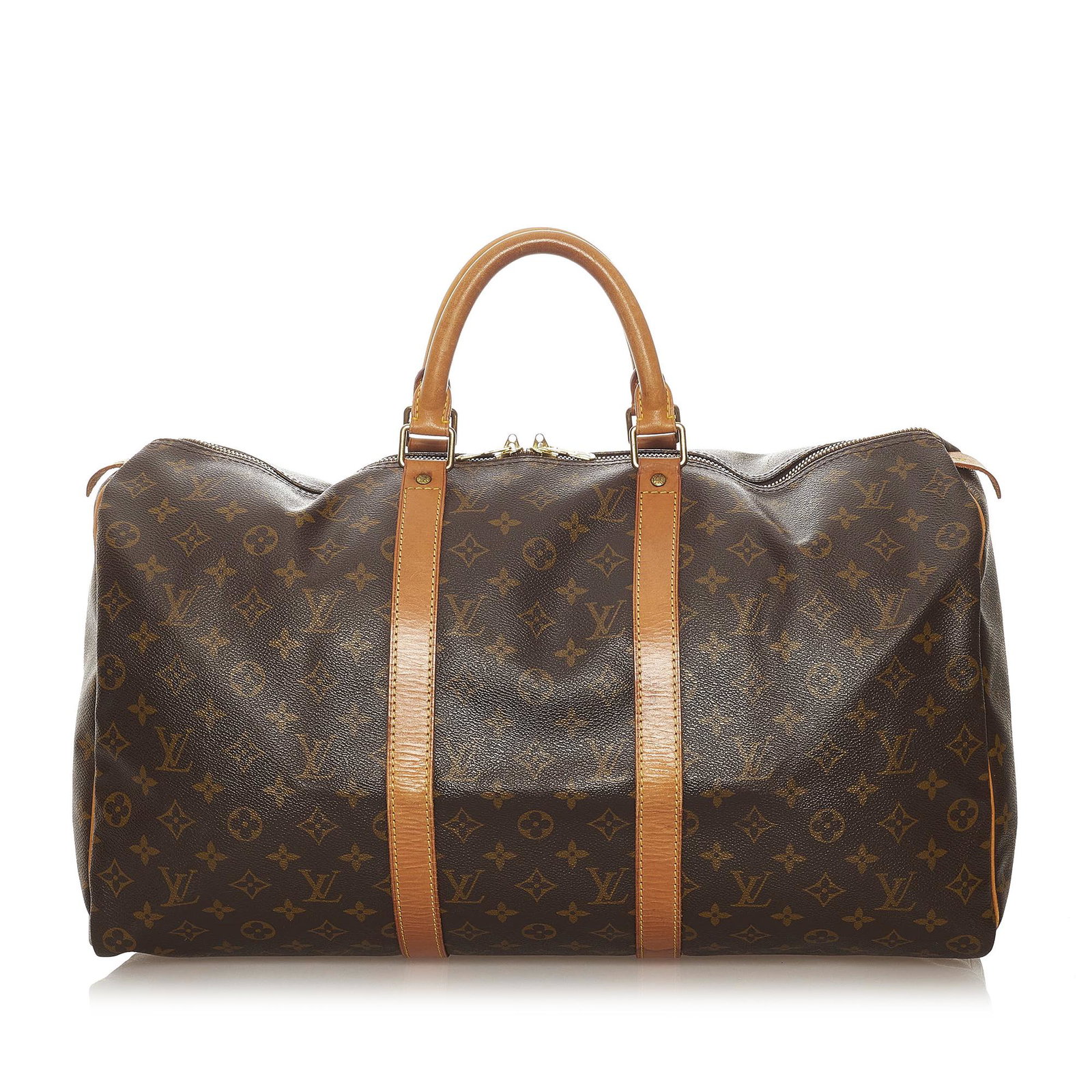 Louis Vuitton Monogram Keepall 50: Louis Vuitton Monogram Keepall 50 The Keepall 50 features a monogram canvas body rolled leather handles and a top zip closure. Brand: Louis Vuitton Model: Monogram Keepall 50 Origin: France Category: 