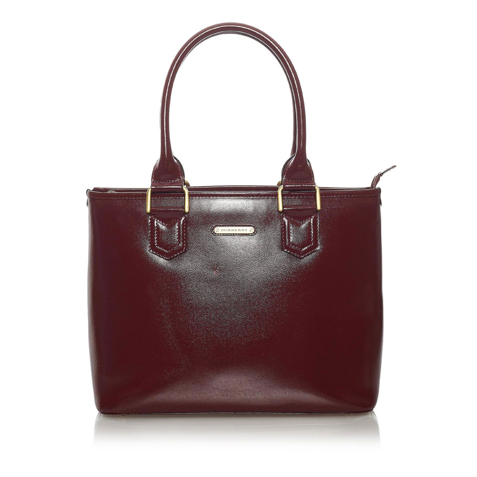 Burberry Leather Tote Bag: Burberry Leather Tote Bag This tote bag features a leather body rolled leather handles and a top zip closure. Brand: Burberry Model: Leather Tote Bag Origin: United Kingdom Category: Bags Color: Red S