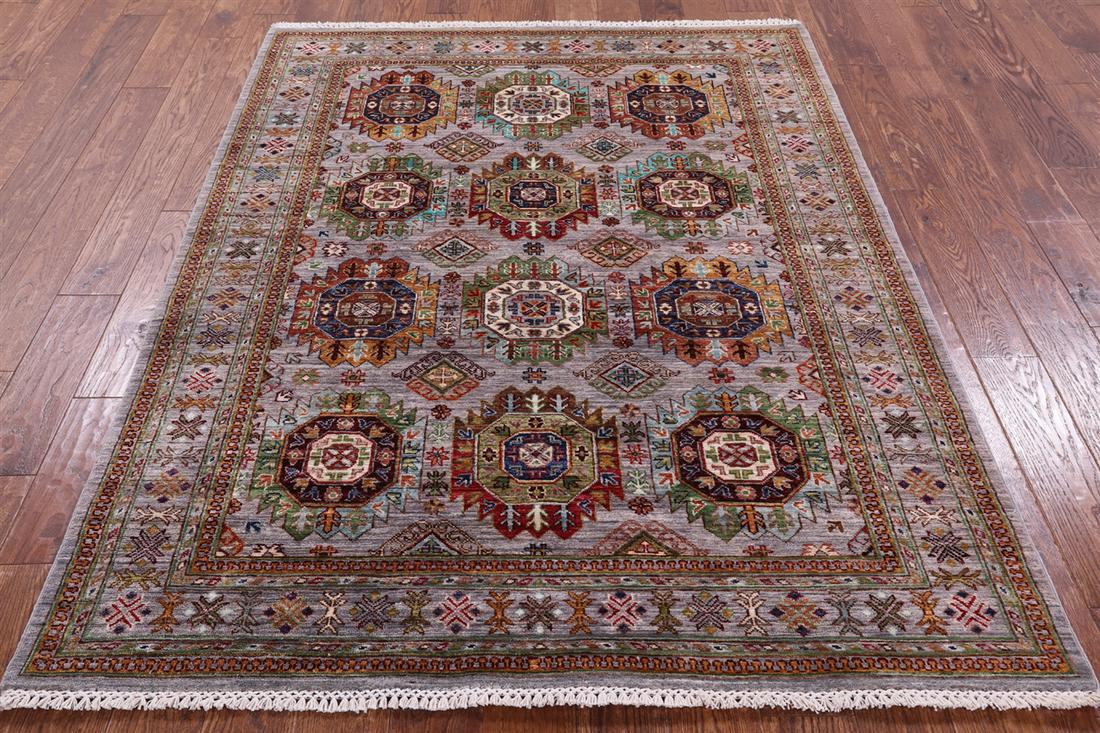 5' 1" X 6' 7" Fine Turkmen Hand Knotted Wool Rug: 5' 1" X 6' 7" Fine Turkmen Hand Knotted Wool Rug Design: Tribal Exact Size: 5\ 1 X 6\ 7 Style: Ersari Foundation: Cotton Pile: Wool Weave: Hand-knotted Age: New The BIDHAUS Guarantee: All items in thi