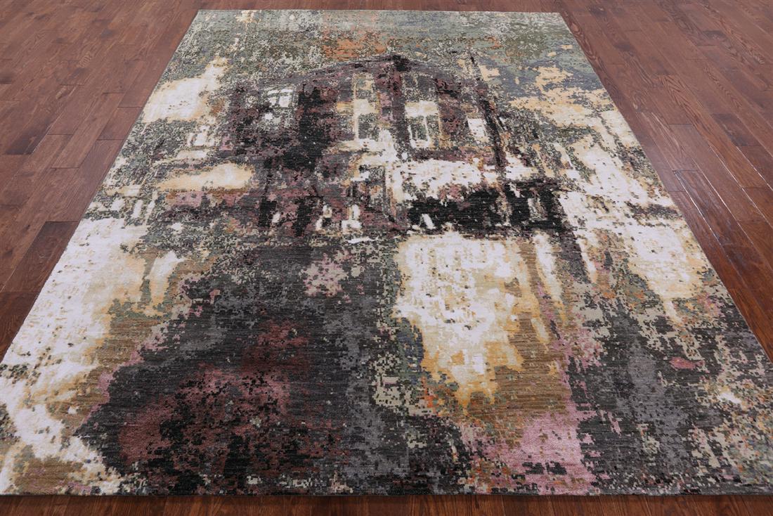 8' 0" X 10' 2" Modern The Lake House Design Handmade Wool & Silk Rug: 8' 0" X 10' 2" Modern The Lake House Design Handmade Wool & Silk Rug Design: Contemporary Exact Size: 8\ 0 X 10\ 2 Style: Modern Foundation: Cotton Pile: Wool & Silk Weave: Hand-knotted Age: New The B