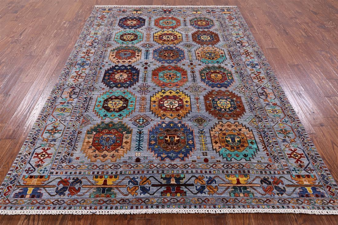6' 8" X 9' 7" Fine Turkmen Hand-Knotted Wool Rug: 6' 8" X 9' 7" Fine Turkmen Hand-Knotted Wool Rug Design: Traditional Exact Size: 6\ 8 X 9\ 7 Style: Ersari Foundation: Cotton Pile: Wool Weave: Hand-knotted Age: New The BIDHAUS Guarantee: All items i