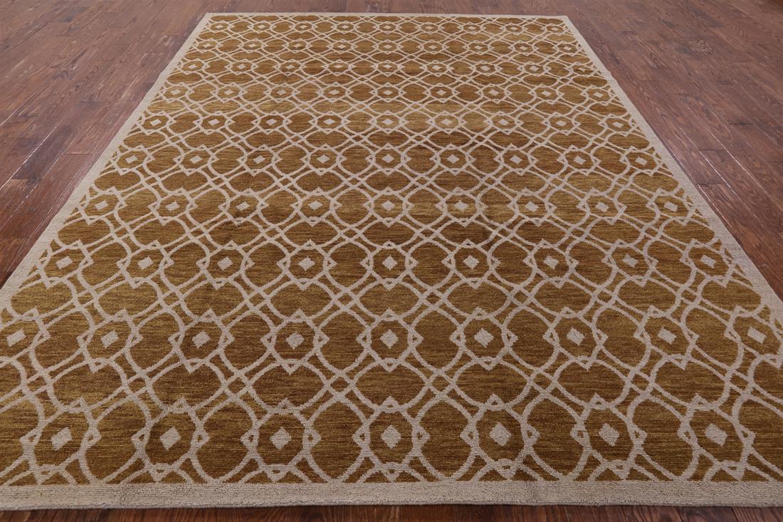 Clearance 8' 2" X 10' 0" Modern Hand Knotted Wool Area Rug: Clearance 8' 2" X 10' 0" Modern Hand Knotted Wool Area Rug Design: Geometric Exact Size: 8\ 2 X 10\ 0 Style: Modern Foundation: Cotton Pile: Wool Weave: Hand-knotted Age: New The BIDHAUS Guarantee: Al