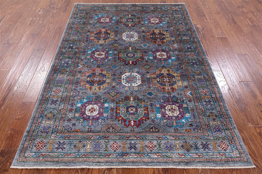 5' 6" X 7' 9" Fine Turkmen Hand-Knotted Wool Rug: 5' 6" X 7' 9" Fine Turkmen Hand-Knotted Wool Rug Design: Tribal Exact Size: 5\ 6 X 7\ 9 Style: Ersari Foundation: Cotton Pile: Wool Weave: Hand-knotted Age: New The BIDHAUS Guarantee: All items in thi