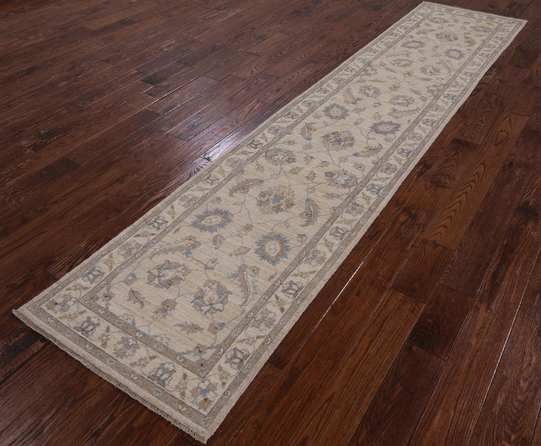 2' 6" X 11' 8" Turkish Oushak Handmade Runner Rug: 2' 6" X 11' 8" Turkish Oushak Handmade Runner Rug Design: Traditional Exact Size: 2\ 6 X 11\ 8 Style: Oushak Foundation: Cotton Pile: Wool Weave: Hand-knotted Age: New The BIDHAUS Guarantee: All items