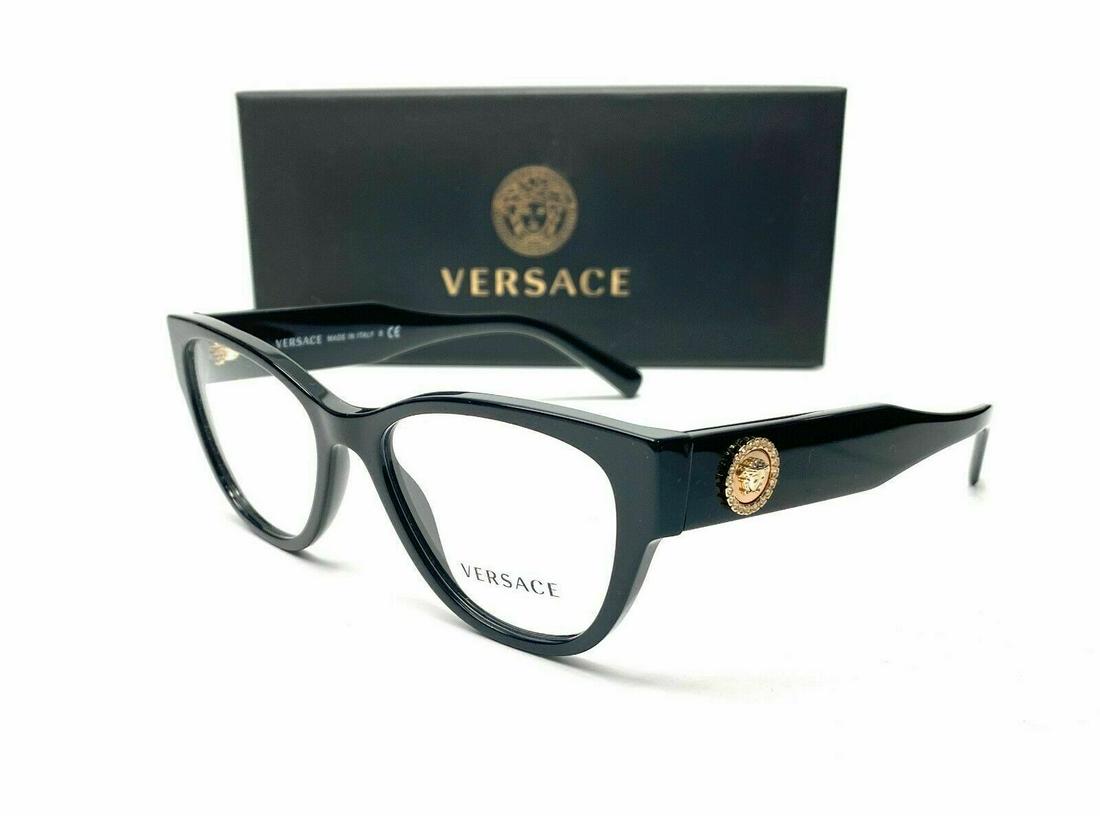 Versace VE3281B GB1 Black Demo Lens Women's Cat Eye Eyeglasses: Versace VE3281B GB1 Black Demo Lens Women's Cat Eye Eyeglasses Brand: Versace Department: Women Type: Eyeglasses Frame Color: Black Lens Socket Width: 53 mm Country/Region Of Manufacture: Italy Temple