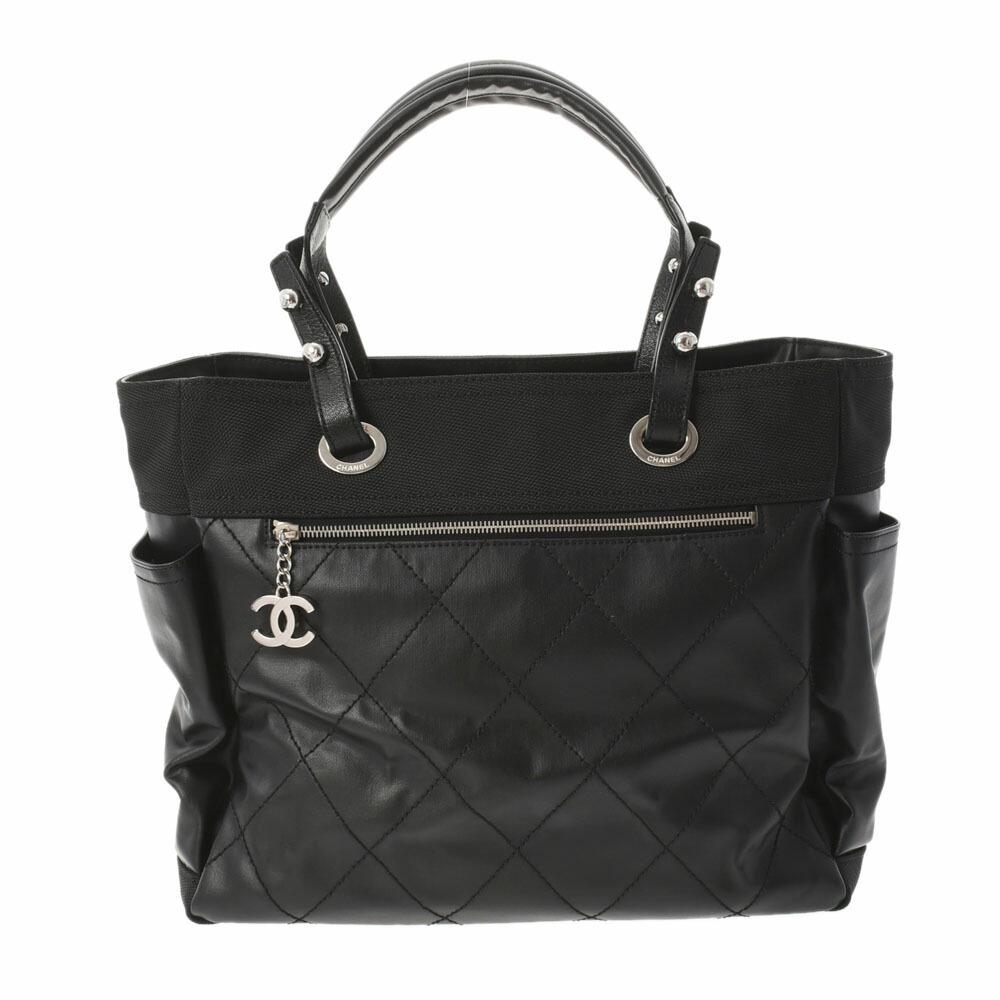 CHANEL Chanel Paris Biarritz Tote GM Black Ladies Leather Canvas Bag: CHANEL Chanel Paris Biarritz Tote GM Black Ladies Leather Canvas Bag Brand: Chanel Model: Paris Biarritz Tote GM Country of Origin: France Type: Pouch Tote bag Material: Leather Leather: Color: Black 