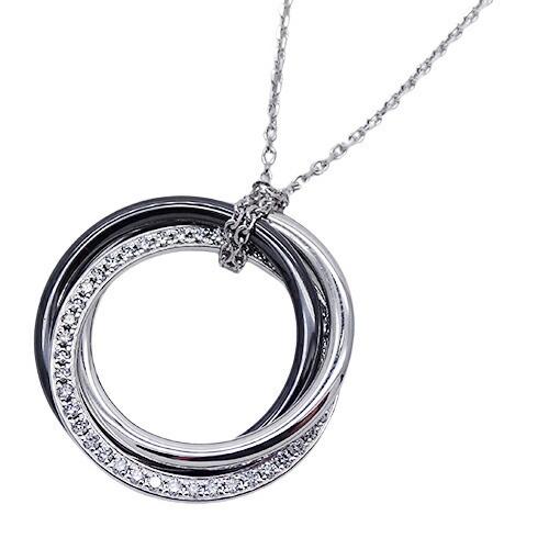 Cartier Necklace Women's Diamond 750WG White Gold Ceramic Trinity Polished: Cartier Necklace Women's Diamond 750WG White Gold Ceramic Trinity Polished Brand: Cartier Necklace Type: Necklace Gender: Women Material: Ceramic Color: White gold Stone: Diamond Weight: 6g / 0.21oz. 